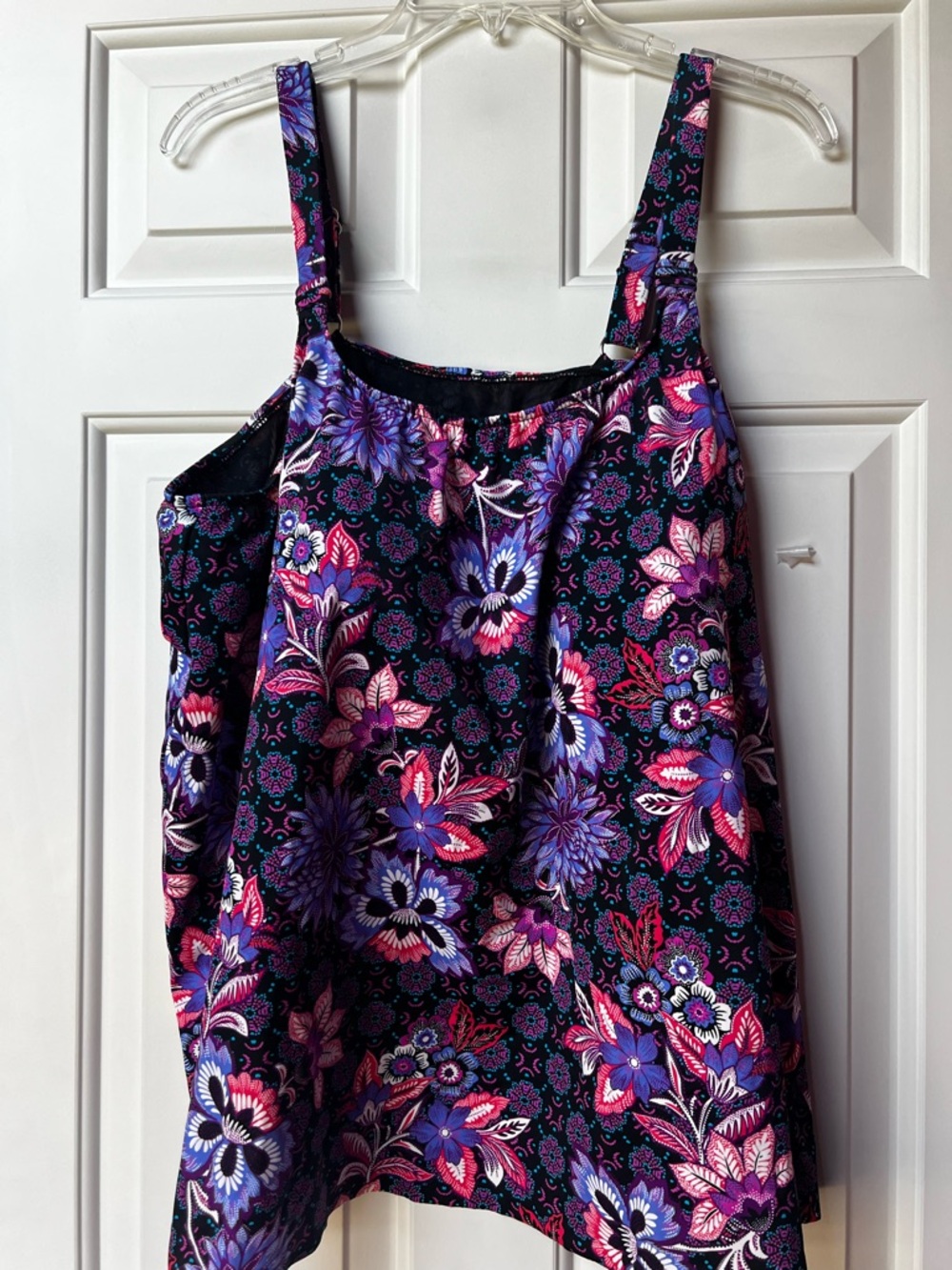 Women’s Floral Swim Tankini Top in Purple and Pink